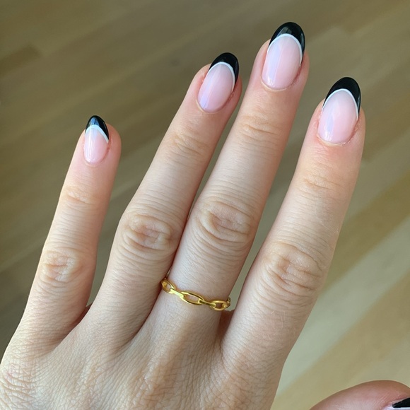 Thin dainty braided chain link ring s925 sterling silver plated gold - Picture 8 of 8